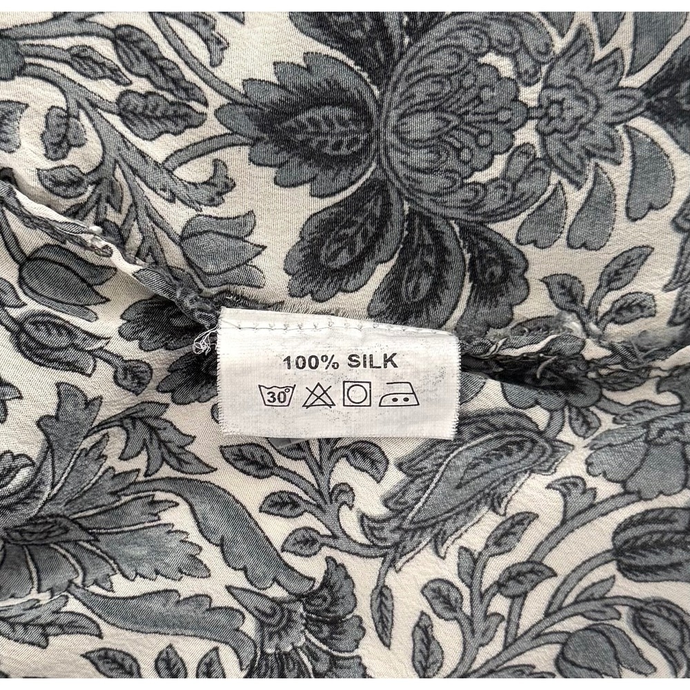 Boho Luxe Floral ‎ Silk Tunic Embroidered Artisan Top S Relaxed Fit Art to Wear - Picture 8 of 14